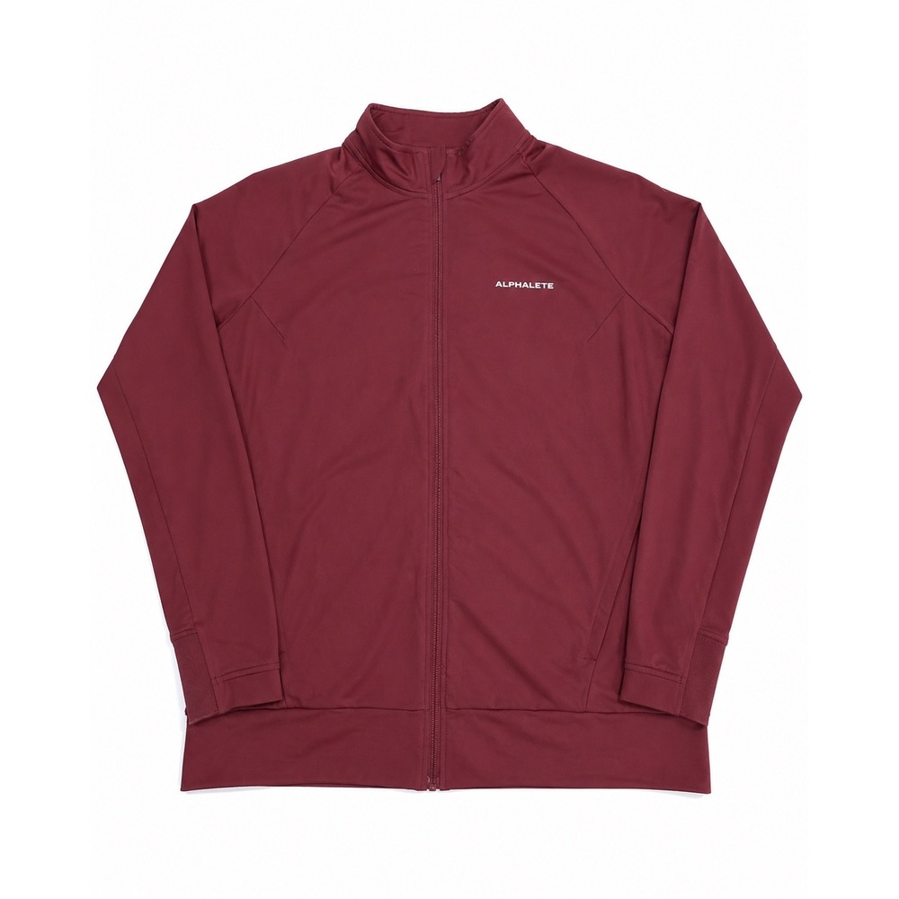 Alphalete Mens XL Maroon Full Zip Performance Track Jacket Mock Neck Burgundy